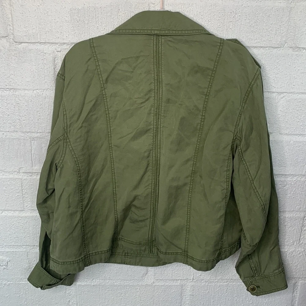 Anthropologie Linen Aviator Tencel Lyocell Green Jacket size Medium